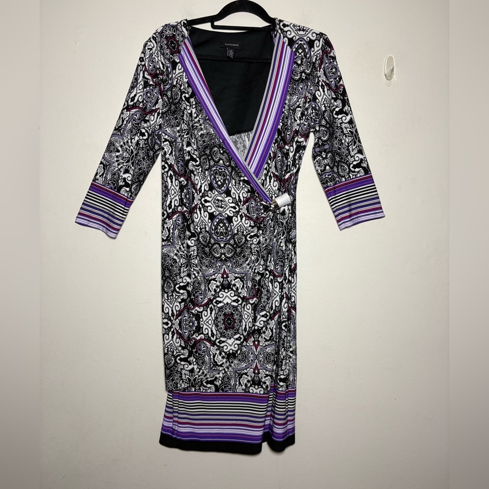 R&M Richard’s Paisley Print V-Neck Faux Wrap Dress Size 14